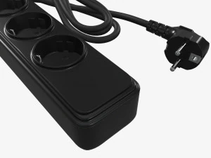 Power strip EU with USB ports black 3D Model