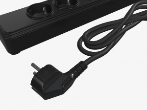 Power strip EU with USB ports black 3Dモデル