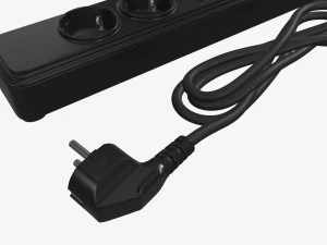 Power strip EU with USB ports black 3D Model