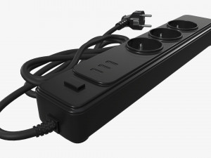Power strip EU with USB ports black 3Dモデル