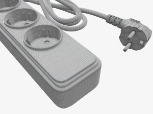 Power strip EU with USB ports black 3D Model