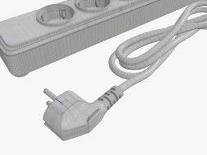 Power strip EU with USB ports black 3D Model