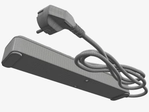 Power strip EU with USB ports black 3D Model