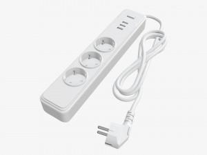 Power strip EU with USB ports white Modelo 3D