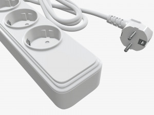 Power strip EU with USB ports white Model 3D