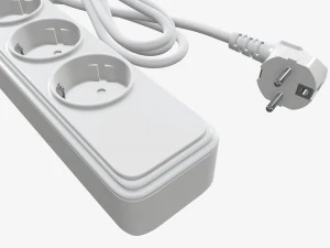 Power strip EU with USB ports white 3D Model