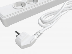 Power strip EU with USB ports white Model 3D