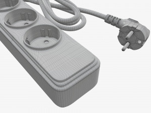 Power strip EU with USB ports white Model 3D