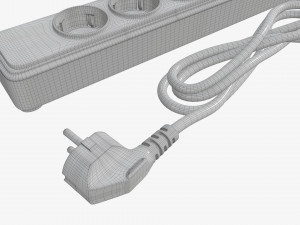 Power strip EU with USB ports white Model 3D