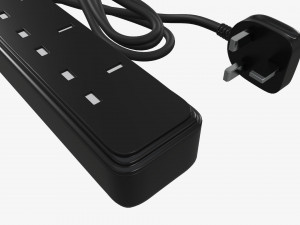 Power strip UK with USB ports black Model 3D