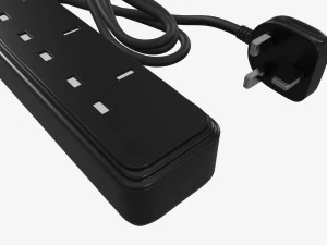 Power strip UK with USB ports black 3D Model