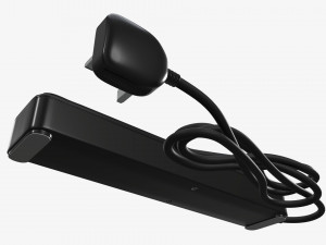 Power strip UK with USB ports black Model 3D