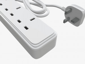 Power strip UK with USB ports white 3D Model