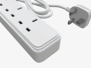 Power strip UK with USB ports white 3D Model