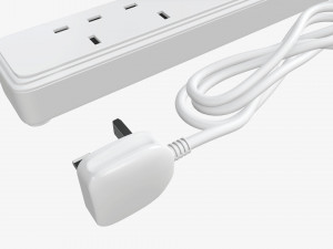 Power strip UK with USB ports white 3D Model
