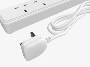 Power strip UK with USB ports white 3D Model