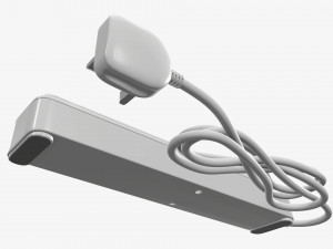 Power strip UK with USB ports white 3D Model