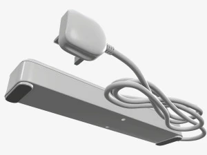 Power strip UK with USB ports white 3D Model