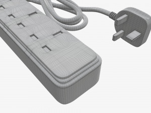 Power strip UK with USB ports white 3D Model