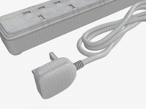Power strip UK with USB ports white 3D Model