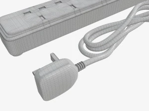 Power strip UK with USB ports white 3D Model