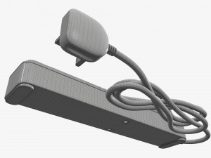 Power strip UK with USB ports white 3D Model