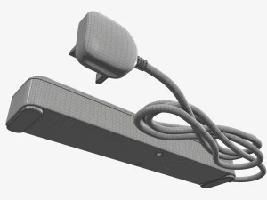 Power strip UK with USB ports white 3D Model