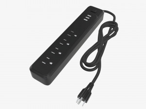 Power strip USA with USB ports black 3D Model