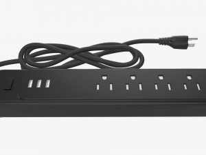 Power strip USA with USB ports black 3D 모델