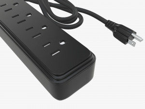Power strip USA with USB ports black 3D 모델