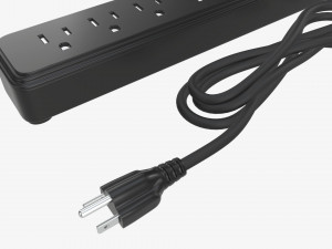 Power strip USA with USB ports black 3D 모델
