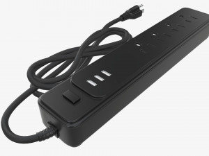 Power strip USA with USB ports black 3D 모델