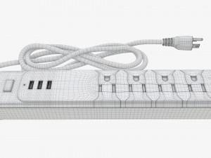 Power strip USA with USB ports black 3D 모델