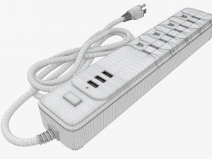 Power strip USA with USB ports black 3D 모델
