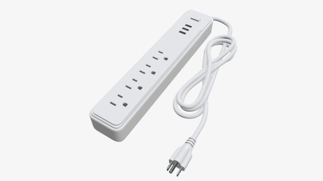 Power strip USA with USB ports white 3D 모델 .c4d .max .obj .3ds .fbx .stl .blend 