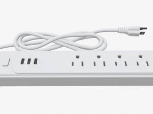 Power strip USA with USB ports white 3D 모델