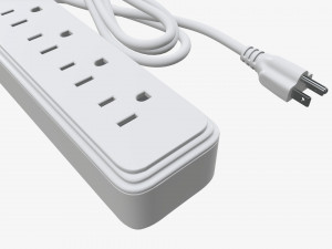 Power strip USA with USB ports white 3D 모델