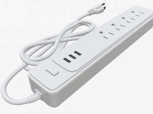 Power strip USA with USB ports white 3D 모델
