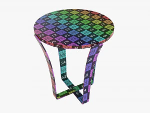 Side table with marble top 3D Model