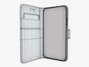 Smartphone in flip wallet case 02 3Dモデル