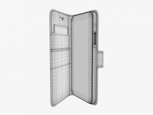 Smartphone in flip wallet case 03 3D-Modell
