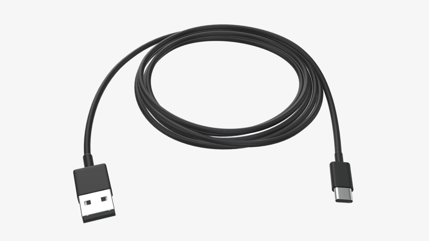 USB-C to USB cable black 3D Model .c4d .max .obj .3ds .fbx .stl .blend 