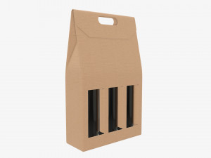 Wine three bottle display packaging 3D Модель