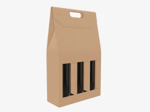 Упаковка для вина из трех бутылок 3D Модель