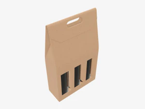Wine three bottle display packaging 3D Model