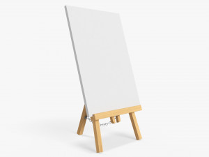 Wooden easel with painting 01 3D Model