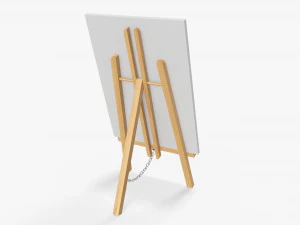 Wooden easel with painting 01 3D Model