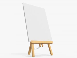 Wooden easel with painting 01 3D Model