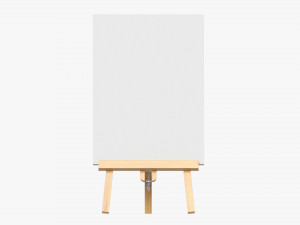Wooden easel with painting 01 Modelo 3D