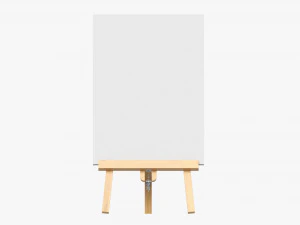 Wooden easel with painting 01 3D Model